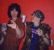 [ boba fett and flaming sideburns' singer speedo martinez at garage shock - photo by steve weatherholt ]